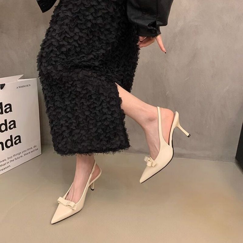 Damen elegante Slingback-Pumps mit zarter Schleifenverzierung EB