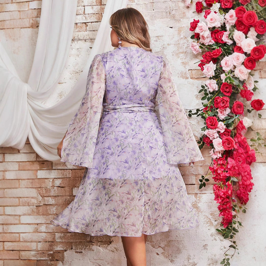 Damen Fließendes Abendkleid mit Blumenmuster EB