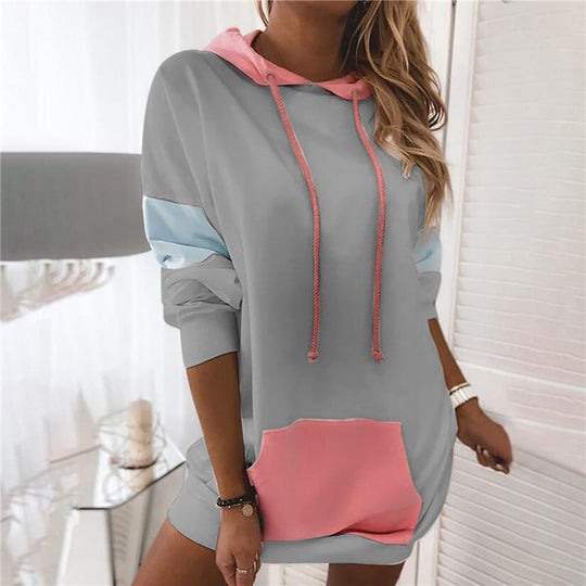 Damen Kapuzenkleid in sportlichem Design mit praktischen Taschen EB