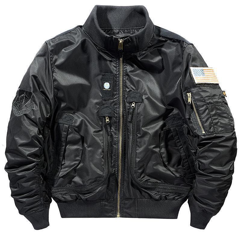 Herren Flieger-Bomberjacke mit multifunktionalen Reißverschluss- und Utility-Taschen EB