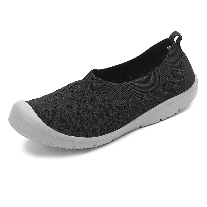 Damen nan atmungsaktiver Strick-Ballerina-Slipper mit verstärkter Zehenkappe elastischem Einstieg und flexibler Profilsohle EB