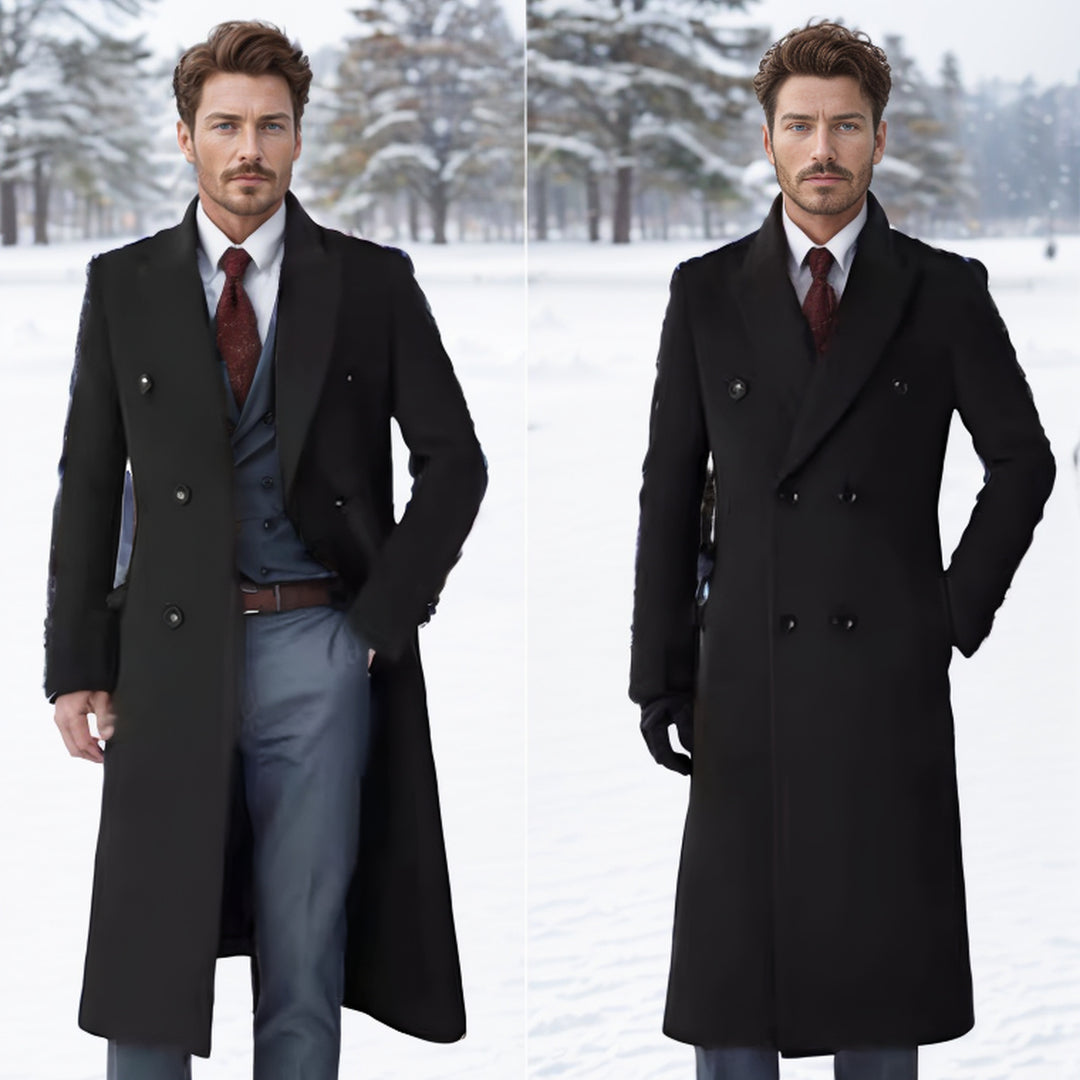 Herren eleganter Doppeltbreasted-Mantel aus hochwertigem Material EB