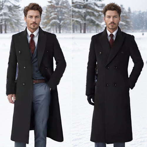 Herren eleganter Doppeltbreasted-Mantel aus hochwertigem Material EB