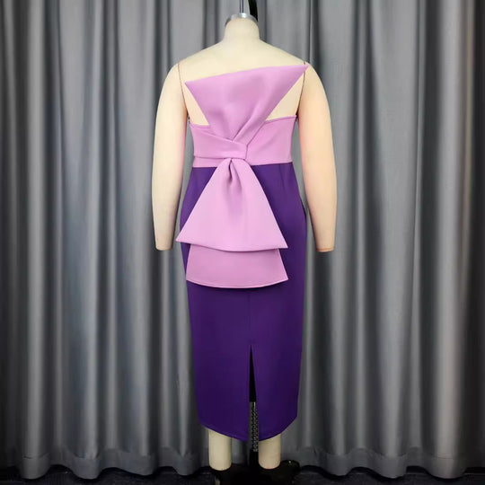 Damen figurbetontes Cocktailkleid mit schulterfreiem Design und Farbverlauf EB