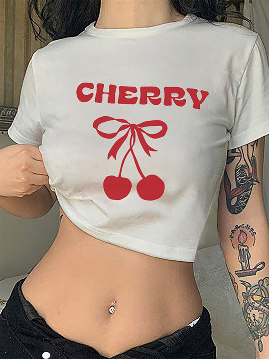 Damen Crop-T-Shirt mit inspirierendem Statementdruck EB