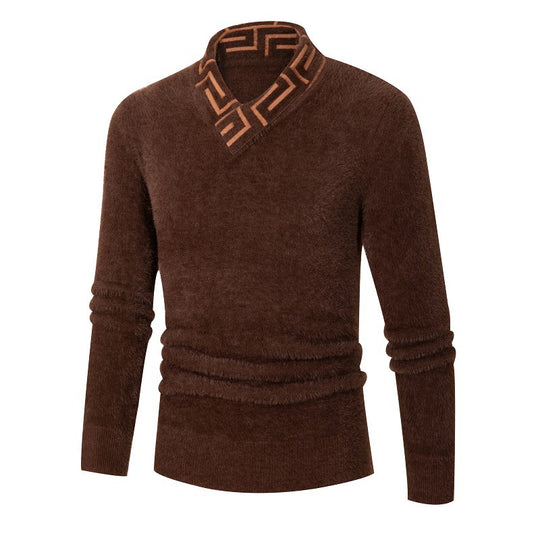 Herren modischer Pullover mit schickem Stehkragen und strukturiertem Design EB