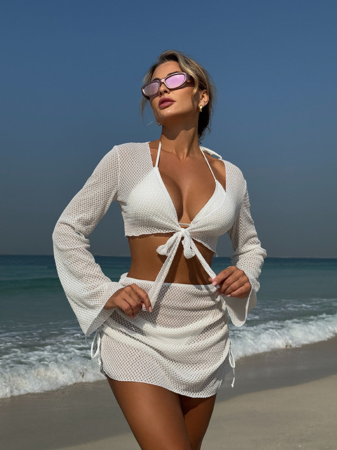Damen luftige Strandbekleidung mit offenen Ärmeln EB