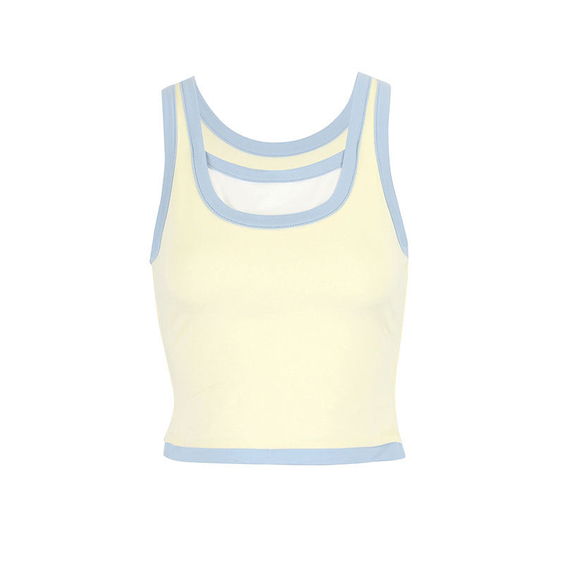 Damen Sportliches Crop-Top mit einzigartigem Schnitt und doppeltem Trägerdesign EB