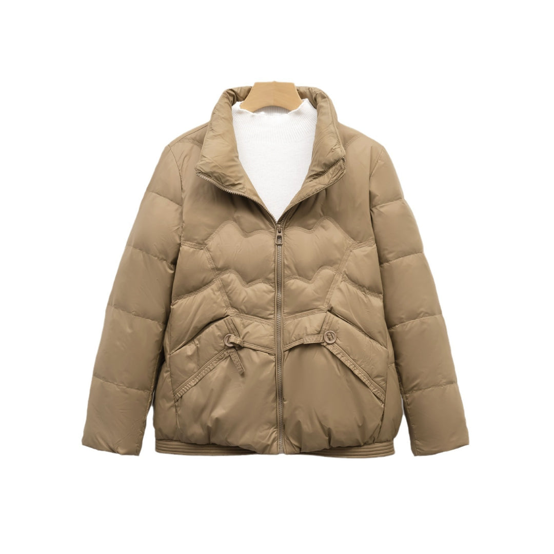 Damen Steppjacke mit dekorativen Knopfdetails und hohem Kragen EB