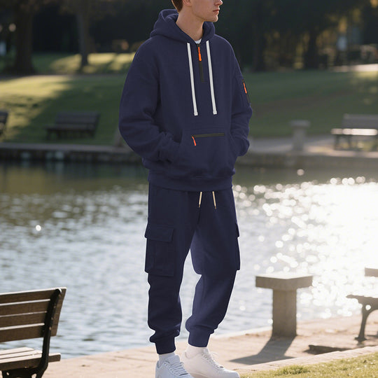 Herren sportliches Hoodie und Bundhose Set mit praktischen Taschen EB