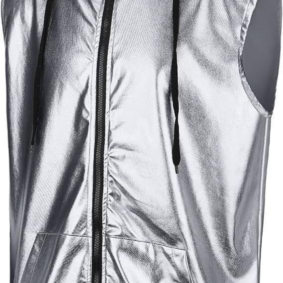 Herren Kapuzenweste mit glänzendem Obermaterial und praktischen Taschen EB