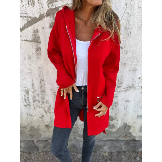 Damen eleganter Jacke mit Reißverschluss und Taschen EB