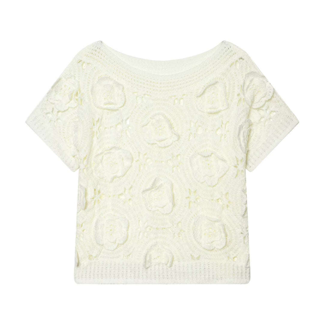 Damen Strickoberteil mit floralem Strukturmuster EB