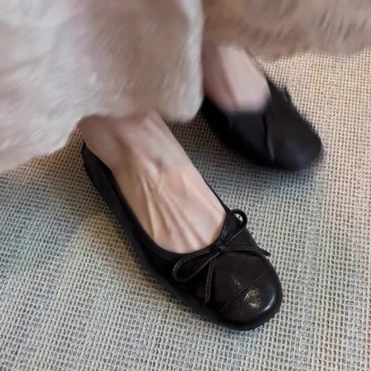 Damen Ballerinas mit verspieltem Schleifendetail und weichem Leder EB