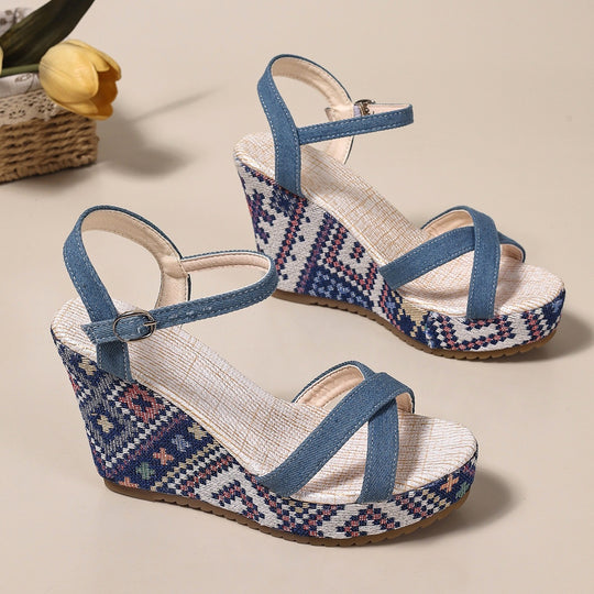 Damen Wedge-Sandalen mit verstellbarem Riemendesign und komfortabler gepolsterter Sohle EB