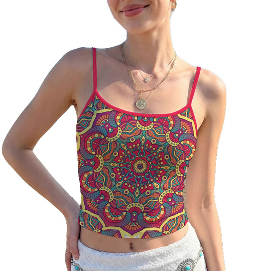 Damen Crop-Top mit lebhaftem grafischen Muster EB
