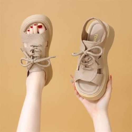 Damen Sportliche Sandalen mit modischem Schnür-Design und komfortabler Sohle EB