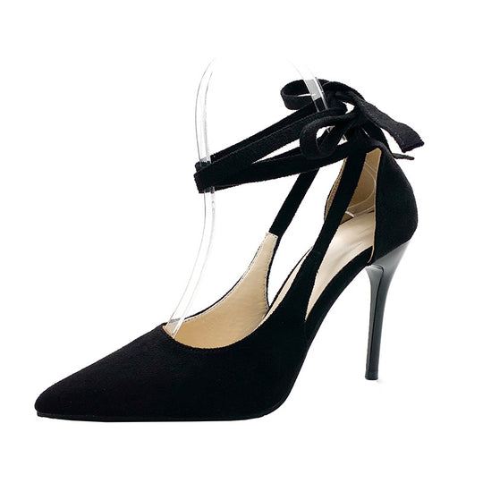 Damen elegante Pumps mit Schnürung und modischem Cut-Out-Design EB