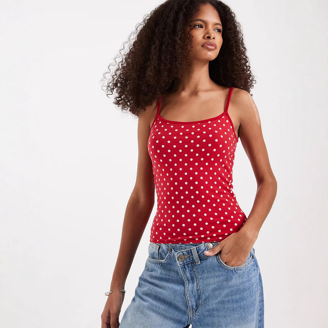 Damen Spaghettiträgertop mit Polka-Dots EB