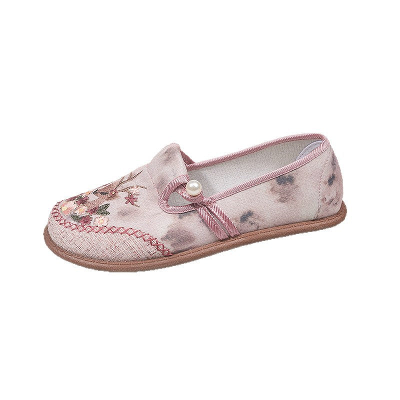 Damen modische Hausschuhe mit stilvollem Blumenornament und elastischem Gummizug EB