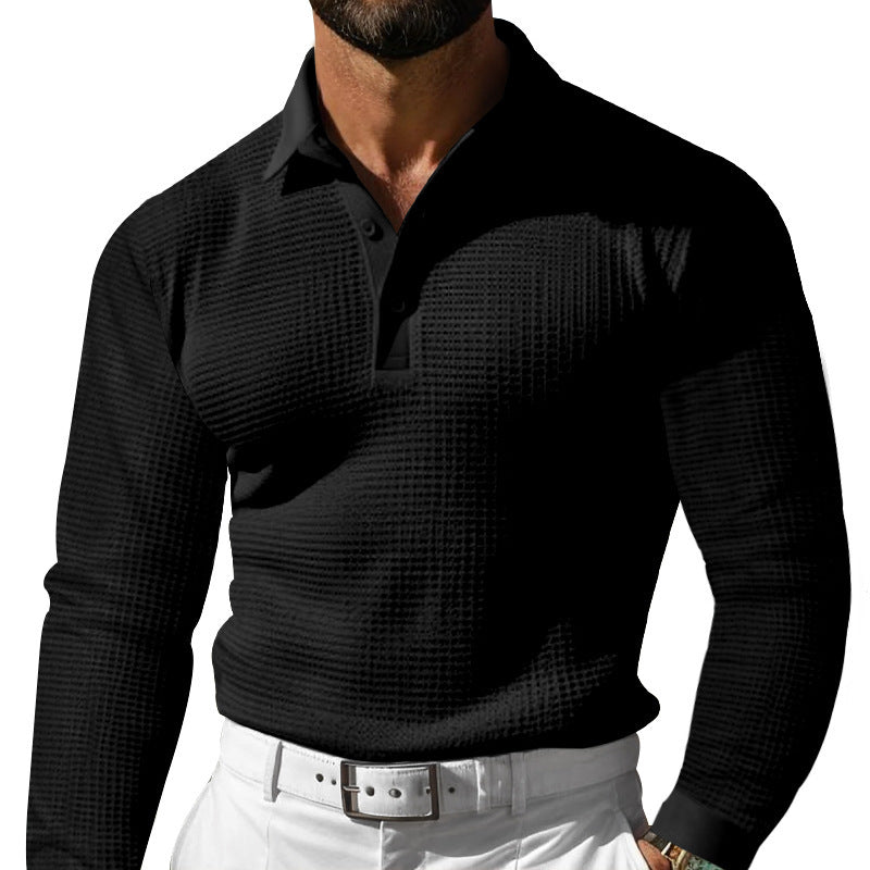 Herren Langarm-Poloshirt mit strukturiertem Design und klassischem Kragen EB