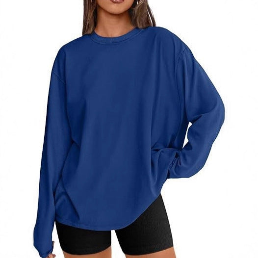 Damen Oversize-Sweatshirt mit Rundhalsausschnitt und verlängertem Saum EB