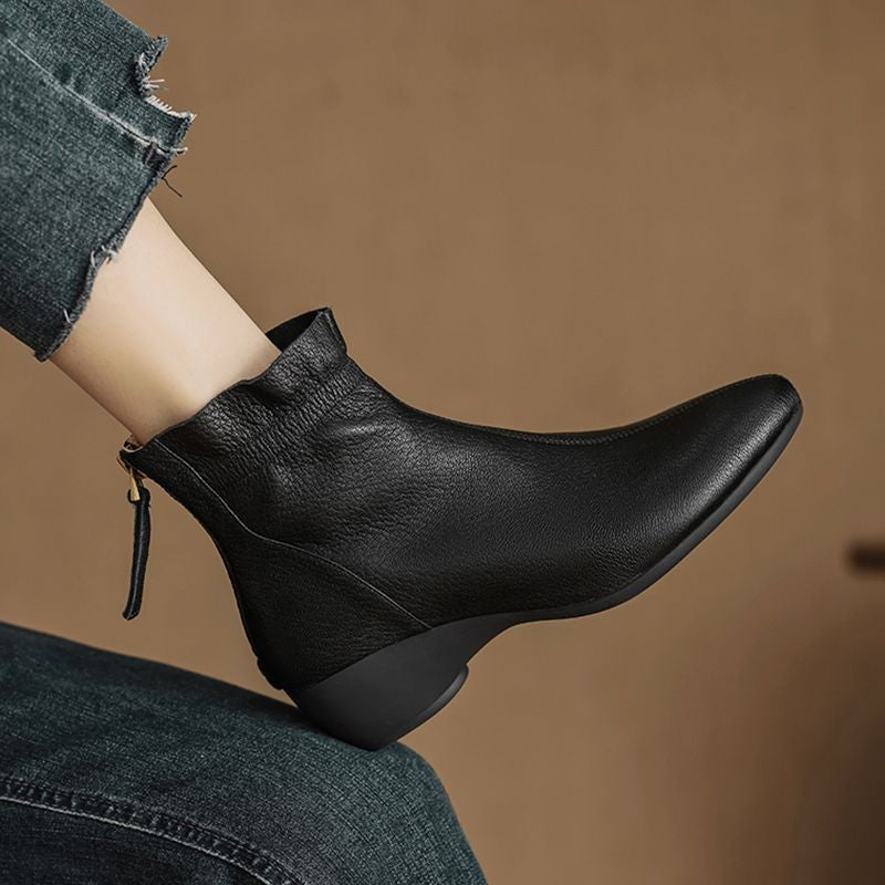 Damen Elegante Ankle Boots mit Rüschenrand und seitlichem Reißverschluss EB