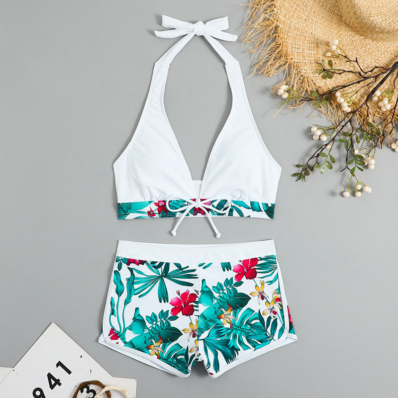 Damen Bikini-Set mit floralem Muster und herausnehmbarem Push-Up-BH EB