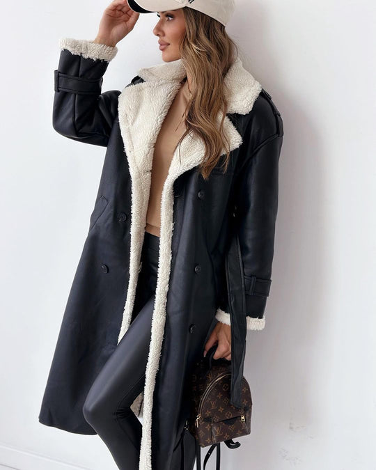 EB | Plüschgefütterter Langer Shearling-Mantel