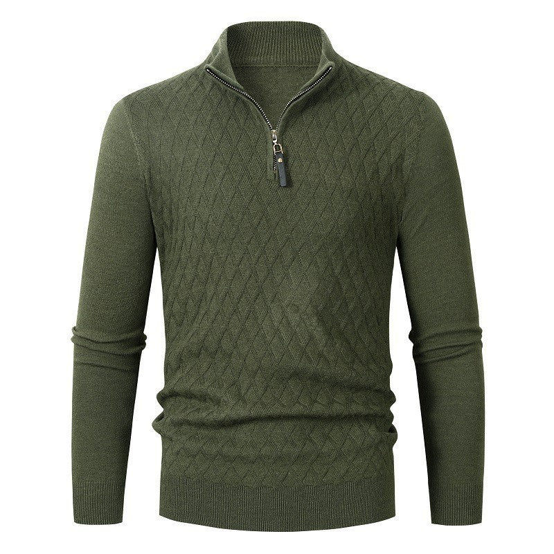 Herren Strickpullover mit modernem Rautenmuster und Reißverschluss EB