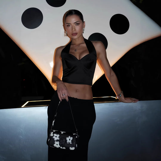 Damen Stylisches Cropped Top mit Halterhals und Bügeln EB