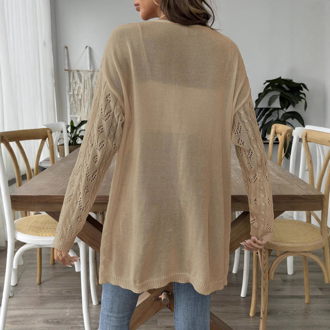 Damen leichte Strickjacke im eleganten Lochmuster EB