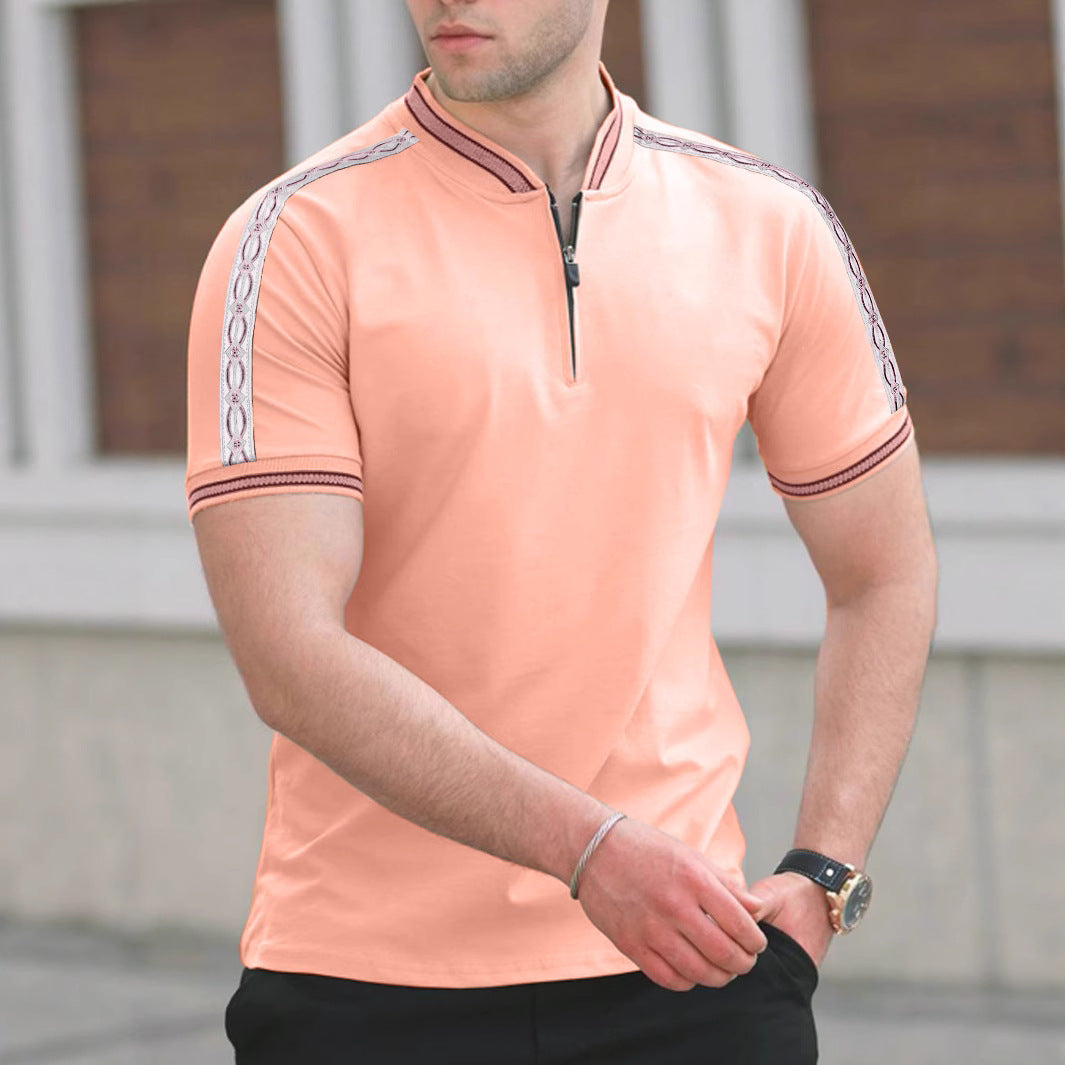 Herren Poloshirt mit hochwertigem Stehkragen und praktischem Reißverschluss EB