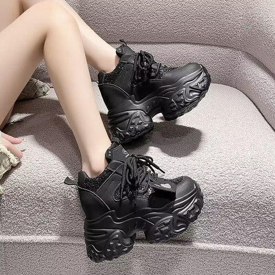 Damen Trendige Chunky Sneakers mit glitzernden Akzenten EB