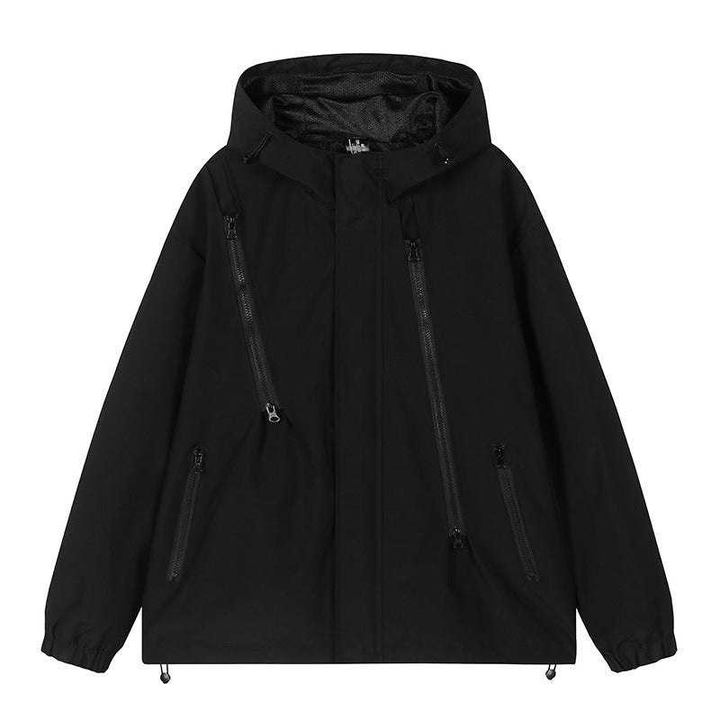 Herren nan technische Kapuzenjacke mit wasserabweisendem Softshell, schrägen Reißverschlusstaschen und verstellbarem Saum EB