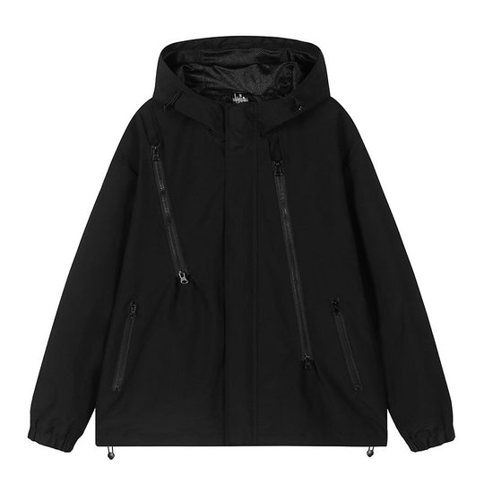 Herren nan technische Kapuzenjacke mit wasserabweisendem Softshell, schrägen Reißverschlusstaschen und verstellbarem Saum EB
