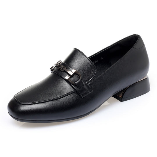 Damen Mokassins mit eleganter Schnallenverzierung und komfortablem Blockabsatz EB