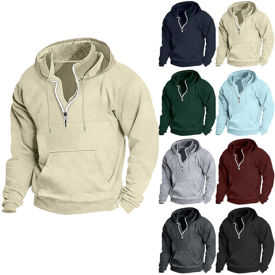 Herren bequemer Kapuzenpullover mit durchgehendem Reißverschluss EB