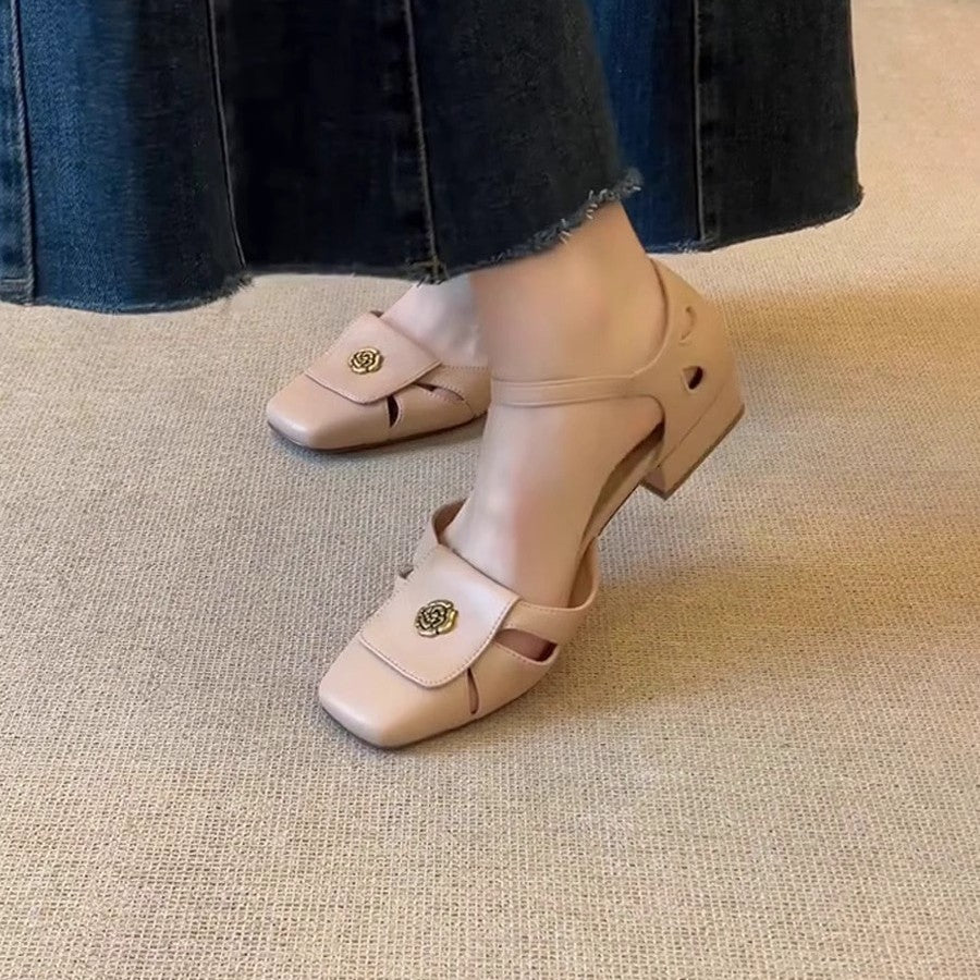 Damen Elegante Riemchen-Pumps mit floralem Dekor und komfortablem Blockabsatz EB