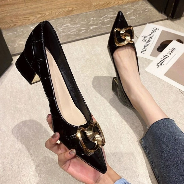 Damen elegante Ballerinas mit modischer Schmuckschließe EB