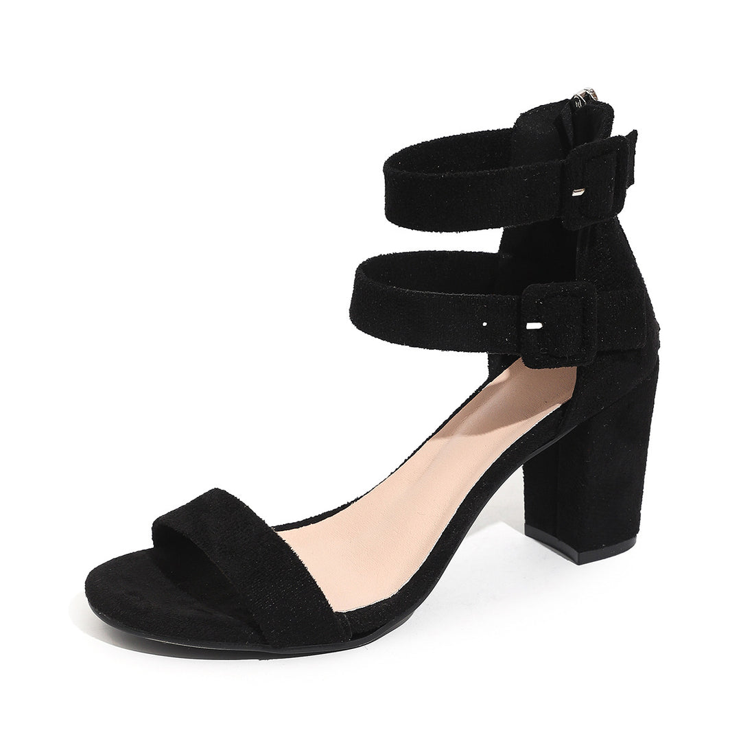 Damen Blockabsatz Sandalen mit verstellbaren Riemen und rutschfester Sohle EB