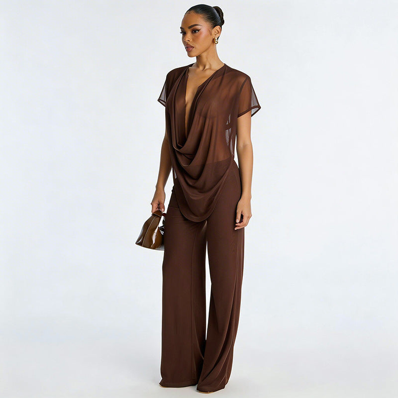 Damen Elegantes Oversized-Outfit aus fließendem Material EB