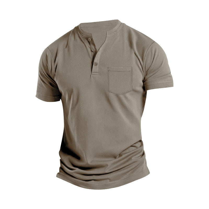 Herren Kurzarm Henley-Shirt mit praktischem Knopfdetail EB