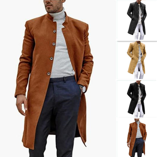 Herren stilvoller, moderner Wollmantel mit durchgehender Knopfreihe EB