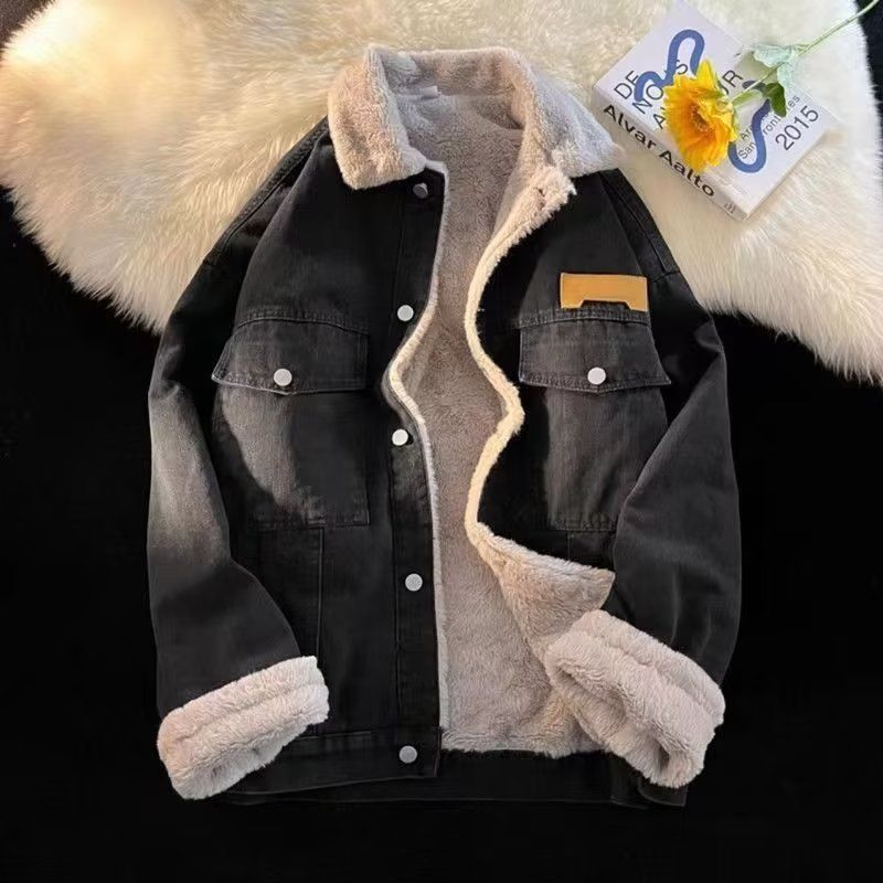 Damen oversized Jeansjacke mit Innenfutter aus Teddyfell EB