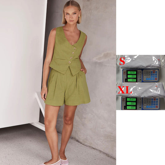 Damen Lässiger Zweiteiler mit Kurzarm-Bluse und Shorts EB