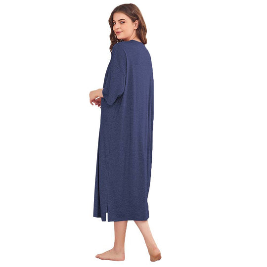 Damen legeres Oversize-Nachthemd mit Brusttasche und seitlichen Schlitzen Eichborn Berlin