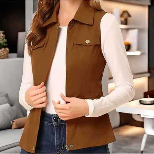 Damen stylische Weste mit praktischen Taschen EB