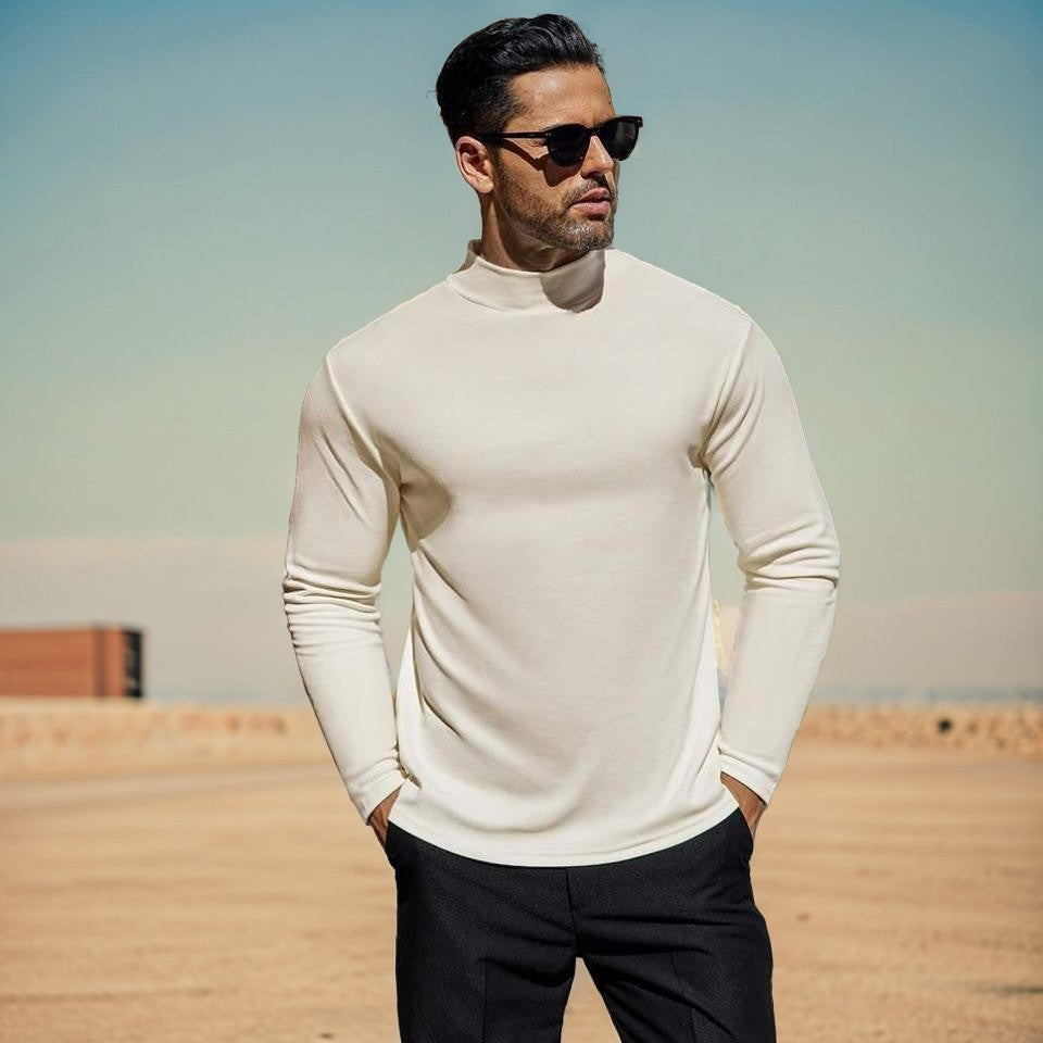 Herren Stehkragen Pullover Aus Weichem Baumwollmix EB