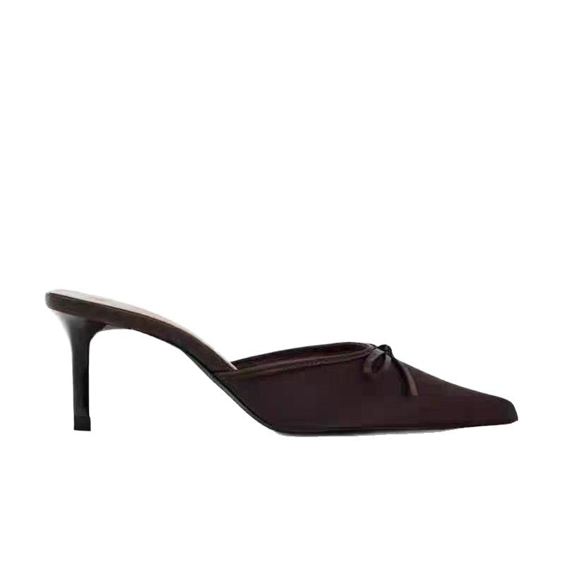 Damen elegant spitze Mules mit Schleifenverzierung EB